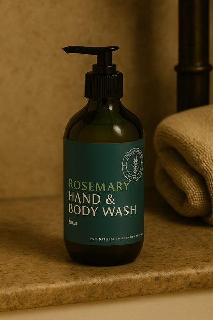 Rosemary Hand & Body Wash – Refreshing & Gentile Skin Cleanser – 500ml - NZ Made
